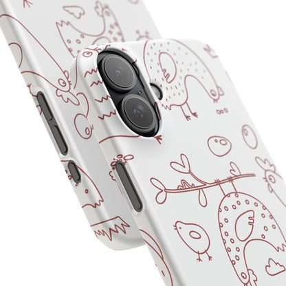 Whimsical Farmhouse Snap Cases, Cute Animal Phone Case, Chicken Design, Funny Gift for Bird Lovers, Quirky Art Mobile Cover