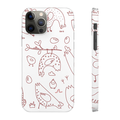 Whimsical Farmhouse Snap Cases, Cute Animal Phone Case, Chicken Design, Funny Gift for Bird Lovers, Quirky Art Mobile Cover