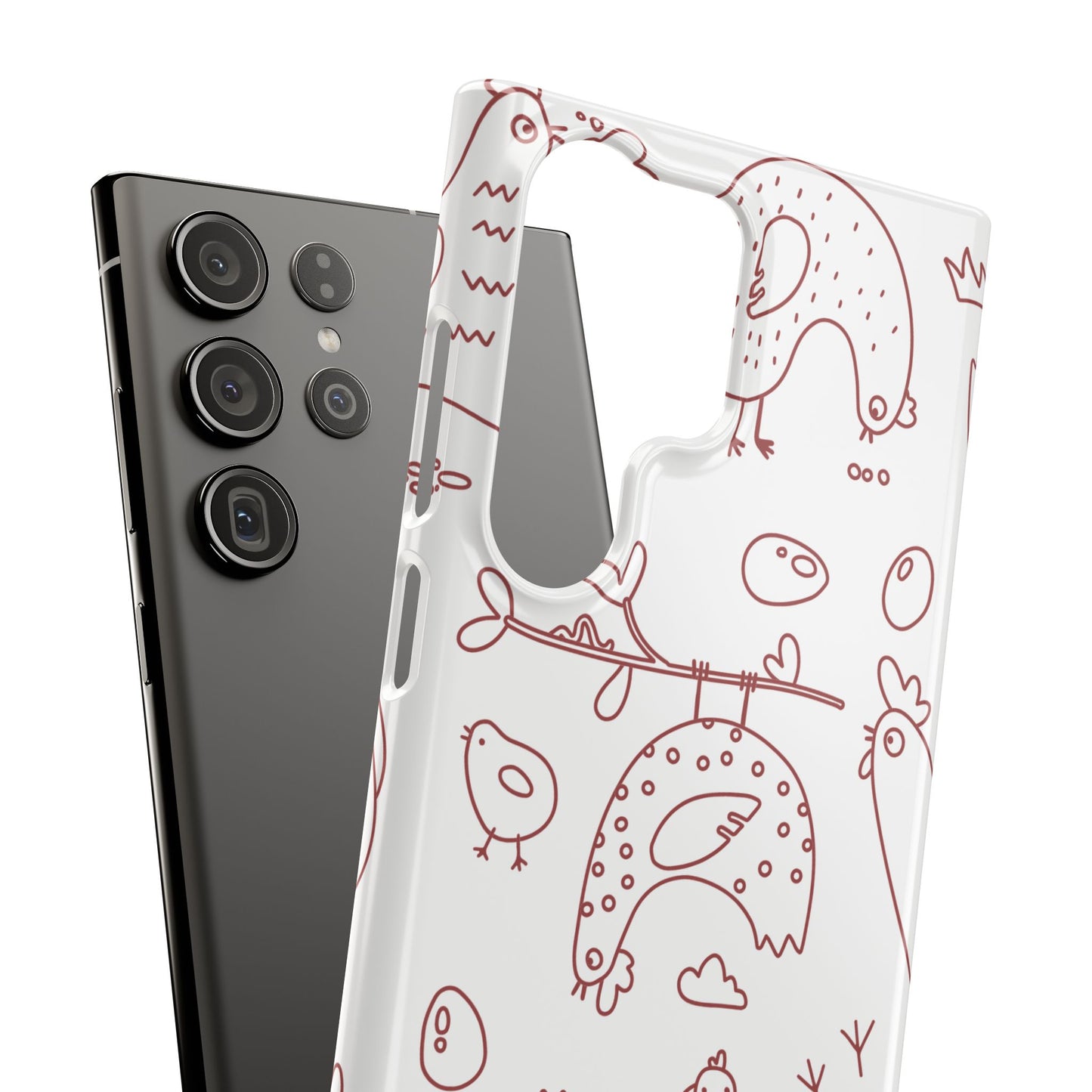 Whimsical Farmhouse Snap Cases, Cute Animal Phone Case, Chicken Design, Funny Gift for Bird Lovers, Quirky Art Mobile Cover