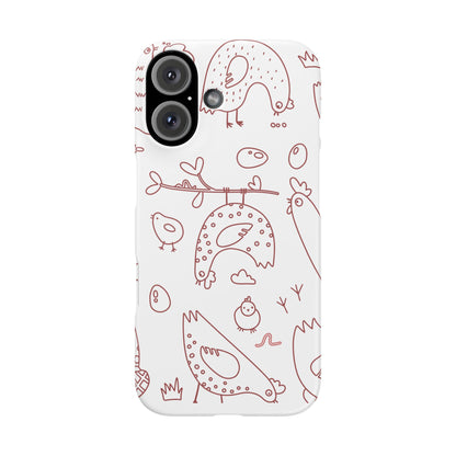 Whimsical Farmhouse Snap Cases, Cute Animal Phone Case, Chicken Design, Funny Gift for Bird Lovers, Quirky Art Mobile Cover