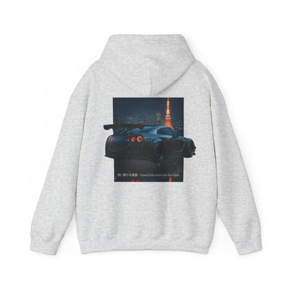Night Race Vibes with Checkered Design - Unisex Heavy Blend™ Hooded Sweatshirt -