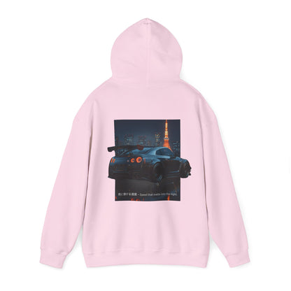 Night Race Vibes with Checkered Design - Unisex Heavy Blend™ Hooded Sweatshirt -