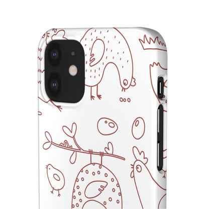 Whimsical Farmhouse Snap Cases, Cute Animal Phone Case, Chicken Design, Funny Gift for Bird Lovers, Quirky Art Mobile Cover