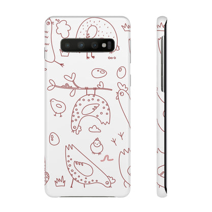 Whimsical Farmhouse Snap Cases, Cute Animal Phone Case, Chicken Design, Funny Gift for Bird Lovers, Quirky Art Mobile Cover