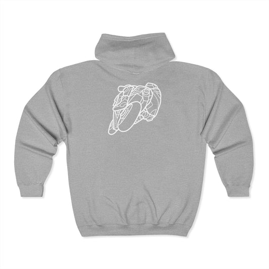 Minimalist Motorcycle Zip-Up Hoodie, Perfect for Riders, Casual Wear, Unisex Sweatshirt, Gift for Bikers, Everyday Comfort