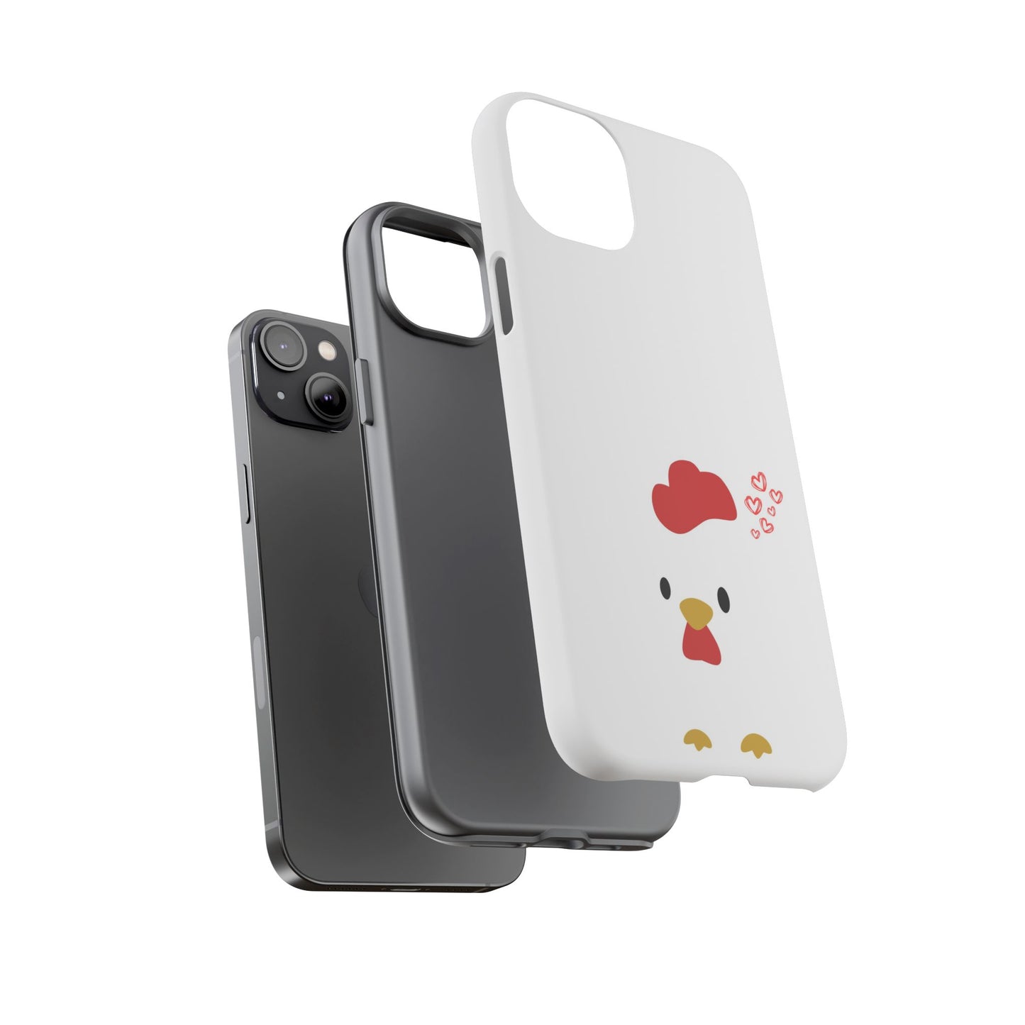 Cute Chicken Phone Case, Tough Cases for Animal Lovers, Valentine's Gift, Farmhouse Decor, Unique Mobile Accessories, Heart Design