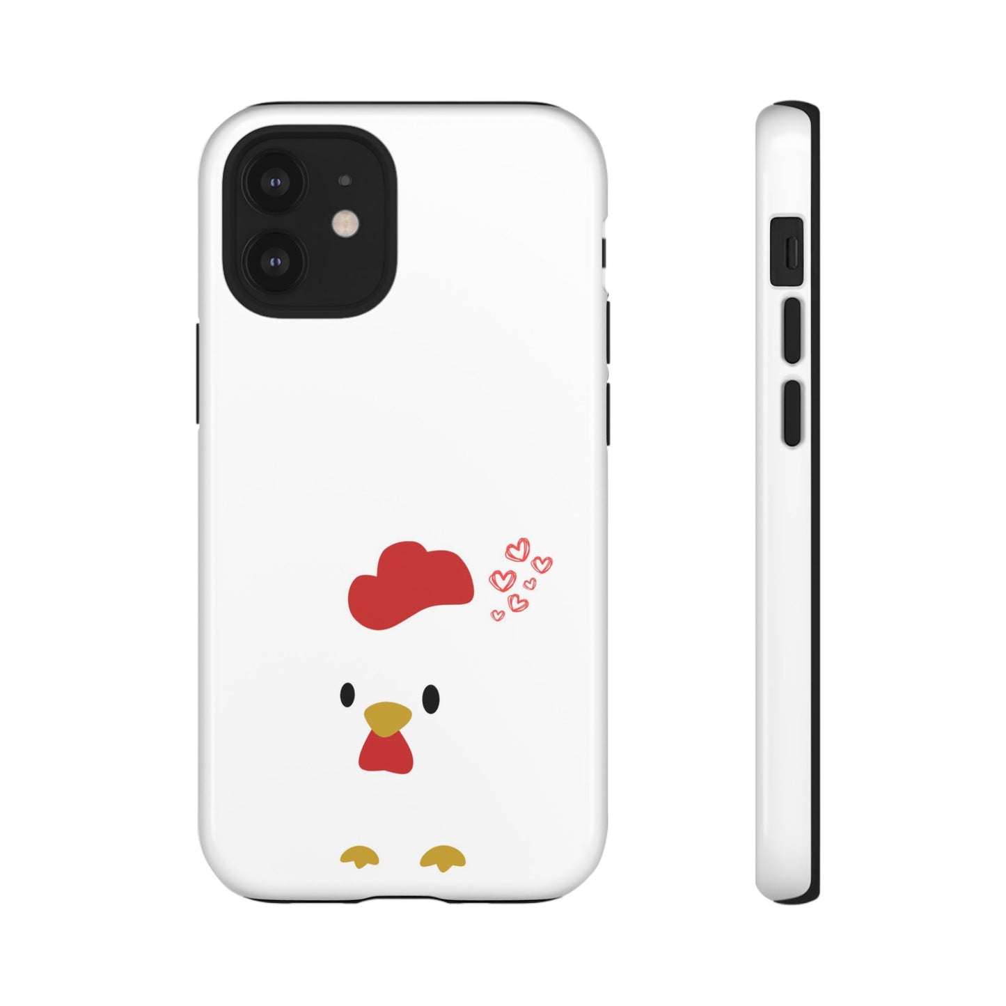 Cute Chicken Phone Case, Tough Cases for Animal Lovers, Valentine's Gift, Farmhouse Decor, Unique Mobile Accessories, Heart Design