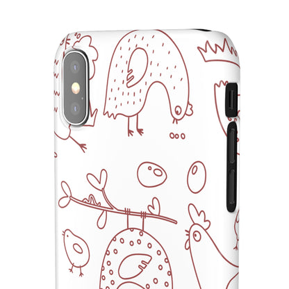 Whimsical Farmhouse Snap Cases, Cute Animal Phone Case, Chicken Design, Funny Gift for Bird Lovers, Quirky Art Mobile Cover