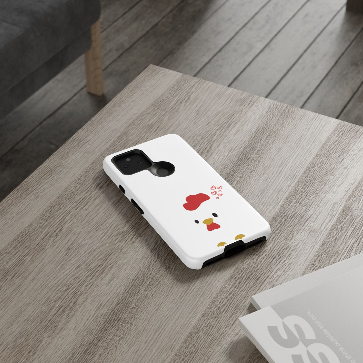 Cute Chicken Phone Case, Tough Cases for Animal Lovers, Valentine's Gift, Farmhouse Decor, Unique Mobile Accessories, Heart Design
