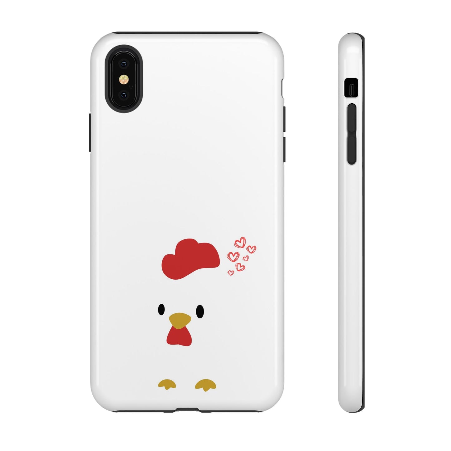 Cute Chicken Phone Case, Tough Cases for Animal Lovers, Valentine's Gift, Farmhouse Decor, Unique Mobile Accessories, Heart Design