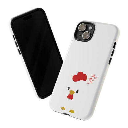 Cute Chicken Phone Case, Tough Cases for Animal Lovers, Valentine's Gift, Farmhouse Decor, Unique Mobile Accessories, Heart Design