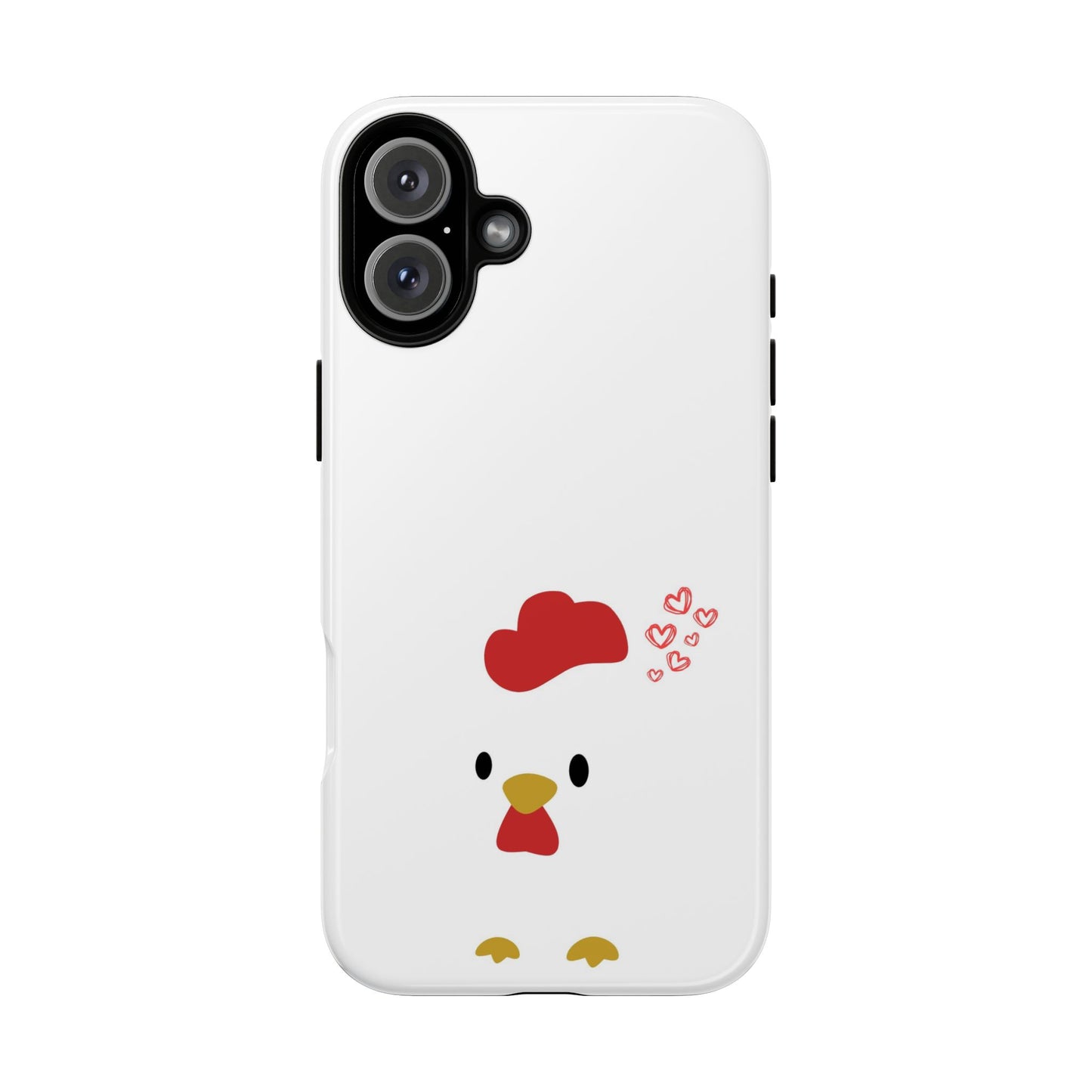 Cute Chicken Phone Case, Tough Cases for Animal Lovers, Valentine's Gift, Farmhouse Decor, Unique Mobile Accessories, Heart Design