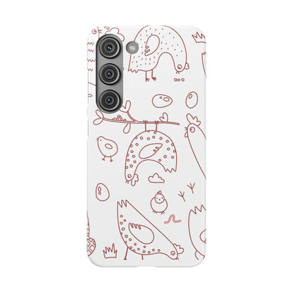 Whimsical Farmhouse Snap Cases, Cute Animal Phone Case, Chicken Design, Funny Gift for Bird Lovers, Quirky Art Mobile Cover