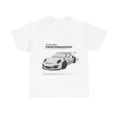 Performance intemporelle, Porsche, T-shirt unisexe en coton épais, T-shirt pour passionné d'automobile, Cadeau automobile, Vêtements de sport automobile, Tenue décontractée, T-shirt unisexe