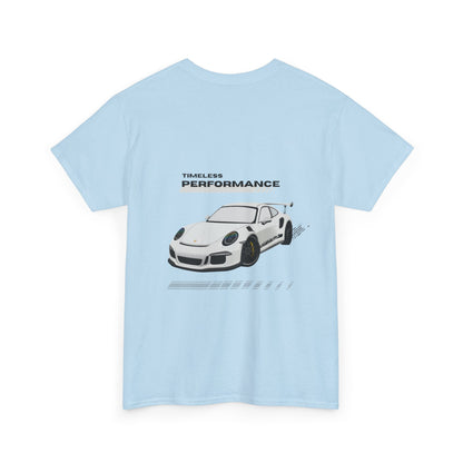 Performance intemporelle, Porsche, T-shirt unisexe en coton épais, T-shirt pour passionné d'automobile, Cadeau automobile, Vêtements de sport automobile, Tenue décontractée, T-shirt unisexe