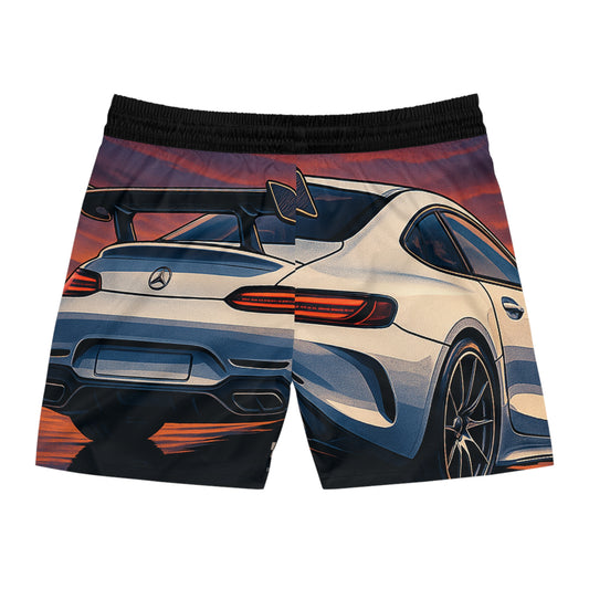 Stylish Men's Mid-Length Swim Shorts with Luxury Car Design