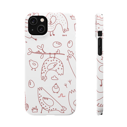 Whimsical Farmhouse Snap Cases, Cute Animal Phone Case, Chicken Design, Funny Gift for Bird Lovers, Quirky Art Mobile Cover