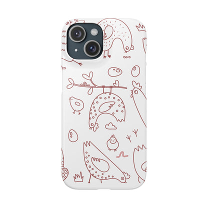Whimsical Farmhouse Snap Cases, Cute Animal Phone Case, Chicken Design, Funny Gift for Bird Lovers, Quirky Art Mobile Cover
