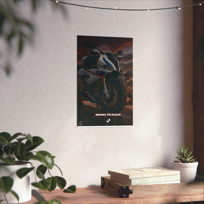 Affiche verticale mate pour moto S1000RR – « Born to Race » – Idéale pour les motards et les passionnés de course