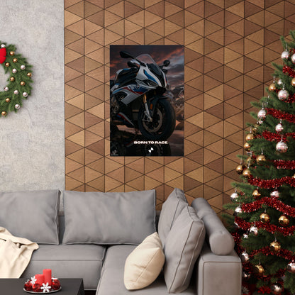 Affiche verticale mate pour moto S1000RR – « Born to Race » – Idéale pour les motards et les passionnés de course