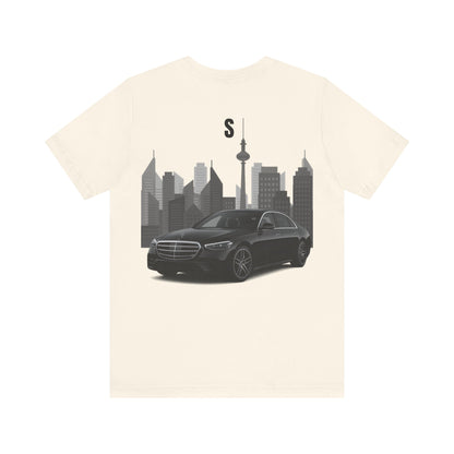 Urban Vibes Car Graphic Tee, Unisex Jersey Short Sleeve Tee, Cityscape T-Shirt, Cool Car Shirt, Gift for Car Lovers, Trendy Everyday Wear