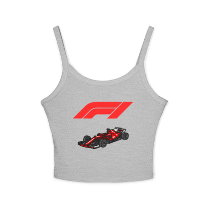 F1 Racing Women's Spaghetti Strap Tank Top, Sports Apparel, Motorsport Fans, Summer Wear, Gift for Car Lovers, Casual Style