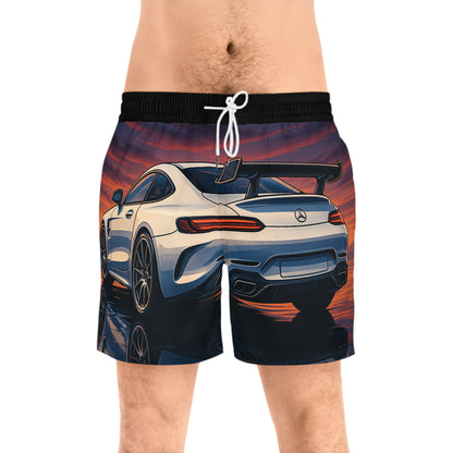Stylish Men's Mid-Length Swim Shorts with Luxury Car Design