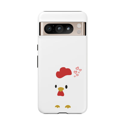 Cute Chicken Phone Case, Tough Cases for Animal Lovers, Valentine's Gift, Farmhouse Decor, Unique Mobile Accessories, Heart Design