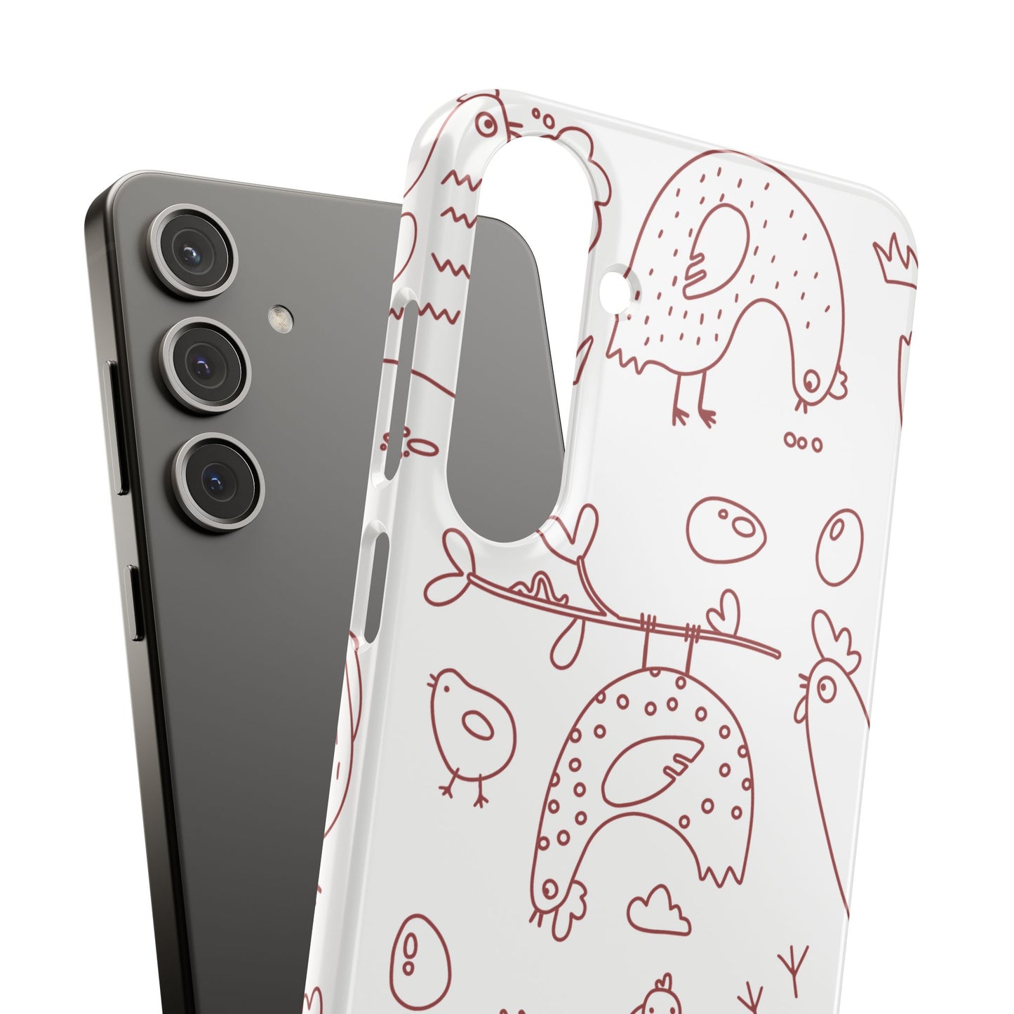 Whimsical Farmhouse Snap Cases, Cute Animal Phone Case, Chicken Design, Funny Gift for Bird Lovers, Quirky Art Mobile Cover