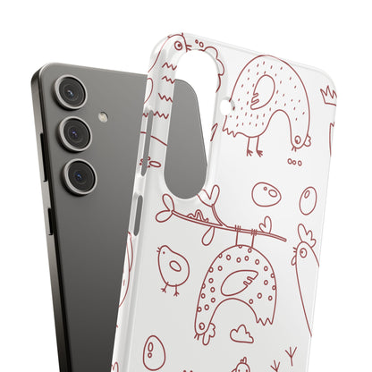 Whimsical Farmhouse Snap Cases, Cute Animal Phone Case, Chicken Design, Funny Gift for Bird Lovers, Quirky Art Mobile Cover