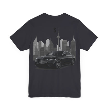 Urban Vibes Car Graphic Tee, Unisex Jersey Short Sleeve Tee, Cityscape T-Shirt, Cool Car Shirt, Gift for Car Lovers, Trendy Everyday Wear