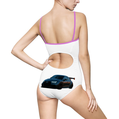 Racing-Theme Women's Swimsuit, Cute Bathing Suit, Pool Party Swimwear, Summer Beachwear, Gift for Car Enthusiasts