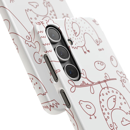 Whimsical Farmhouse Snap Cases, Cute Animal Phone Case, Chicken Design, Funny Gift for Bird Lovers, Quirky Art Mobile Cover