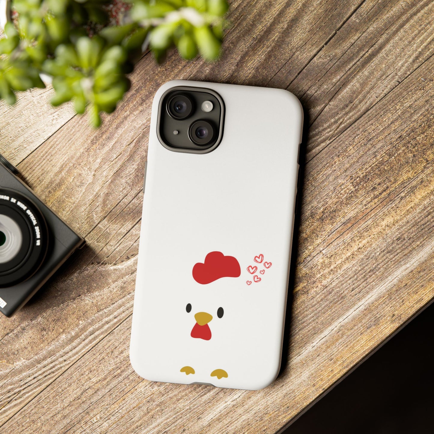 Cute Chicken Phone Case, Tough Cases for Animal Lovers, Valentine's Gift, Farmhouse Decor, Unique Mobile Accessories, Heart Design