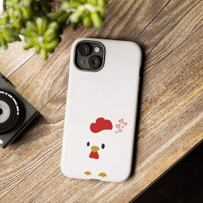 Cute Chicken Phone Case, Tough Cases for Animal Lovers, Valentine's Gift, Farmhouse Decor, Unique Mobile Accessories, Heart Design