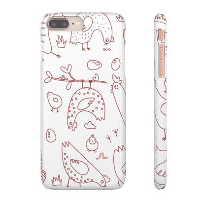 Whimsical Farmhouse Snap Cases, Cute Animal Phone Case, Chicken Design, Funny Gift for Bird Lovers, Quirky Art Mobile Cover