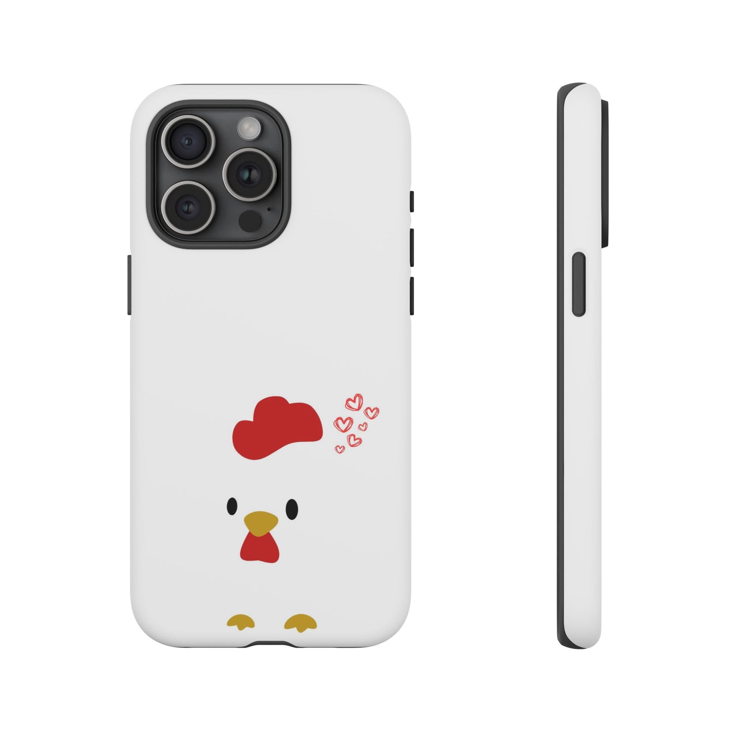 Cute Chicken Phone Case, Tough Cases for Animal Lovers, Valentine's Gift, Farmhouse Decor, Unique Mobile Accessories, Heart Design