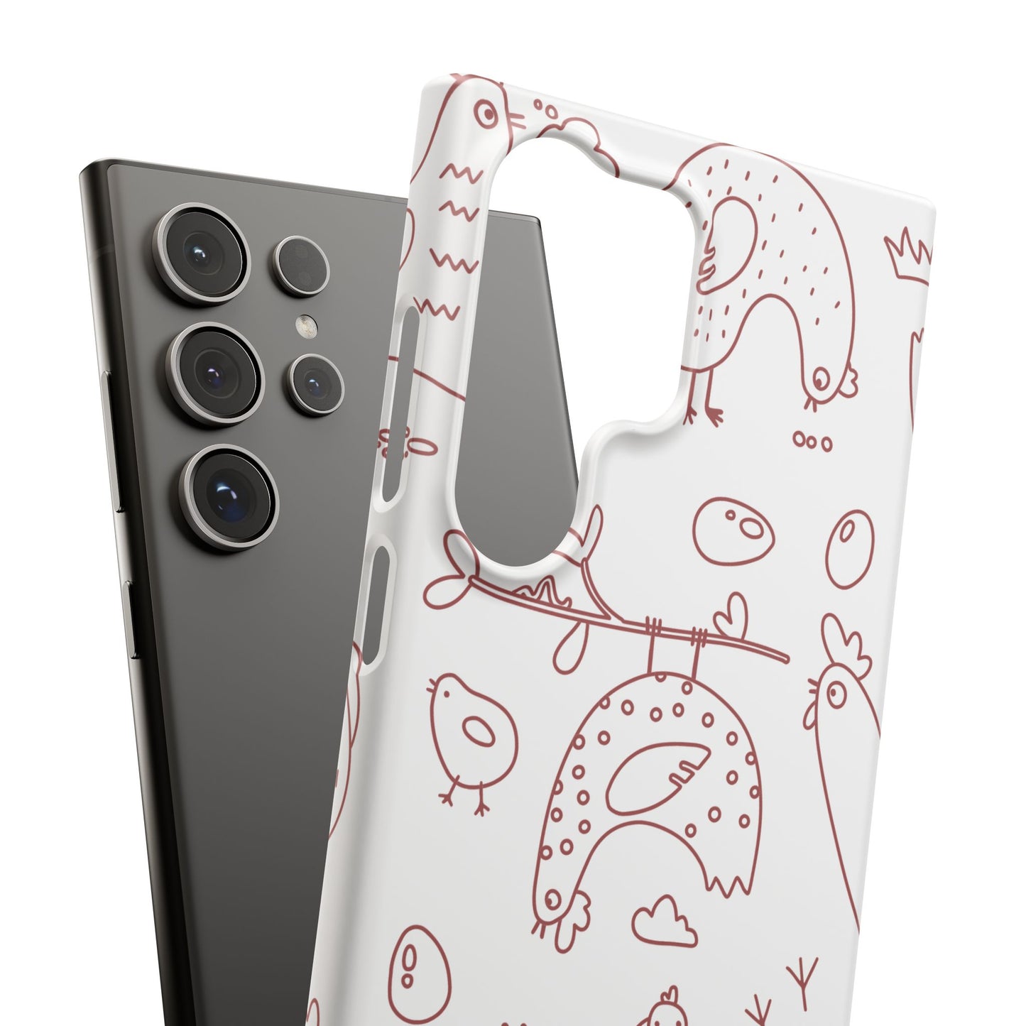 Whimsical Farmhouse Snap Cases, Cute Animal Phone Case, Chicken Design, Funny Gift for Bird Lovers, Quirky Art Mobile Cover