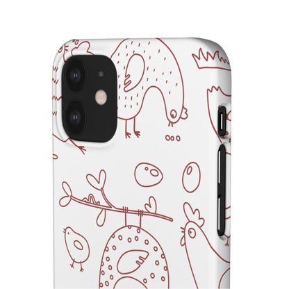Whimsical Farmhouse Snap Cases, Cute Animal Phone Case, Chicken Design, Funny Gift for Bird Lovers, Quirky Art Mobile Cover