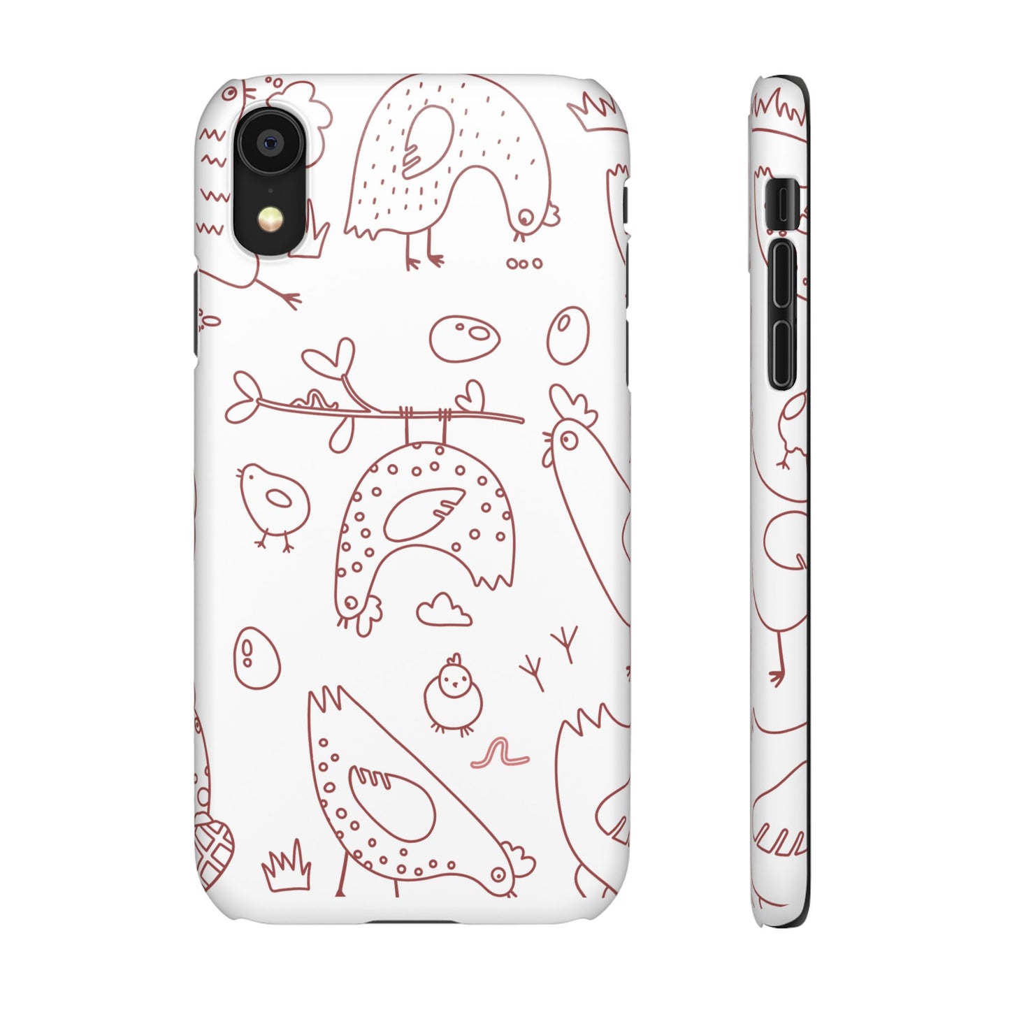 Whimsical Farmhouse Snap Cases, Cute Animal Phone Case, Chicken Design, Funny Gift for Bird Lovers, Quirky Art Mobile Cover