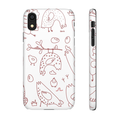Whimsical Farmhouse Snap Cases, Cute Animal Phone Case, Chicken Design, Funny Gift for Bird Lovers, Quirky Art Mobile Cover