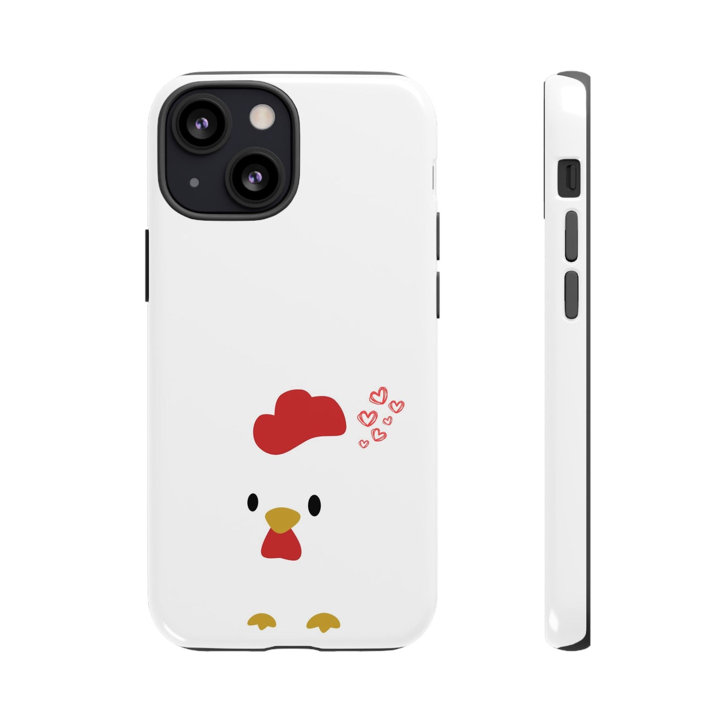 Cute Chicken Phone Case, Tough Cases for Animal Lovers, Valentine's Gift, Farmhouse Decor, Unique Mobile Accessories, Heart Design