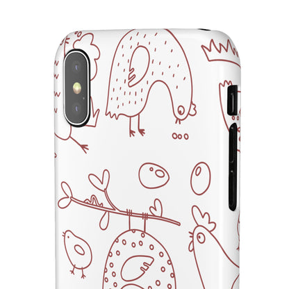 Whimsical Farmhouse Snap Cases, Cute Animal Phone Case, Chicken Design, Funny Gift for Bird Lovers, Quirky Art Mobile Cover