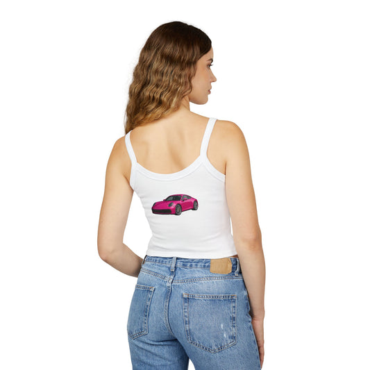 Pink Porsche Women's Spaghetti Strap Top, Porsche Top für Sommer, Auto-Liebhaber, Car Enthusiast Gift, Casual Summer Tank, Automotive