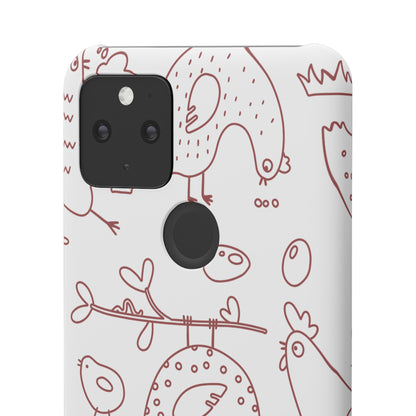 Whimsical Farmhouse Snap Cases, Cute Animal Phone Case, Chicken Design, Funny Gift for Bird Lovers, Quirky Art Mobile Cover
