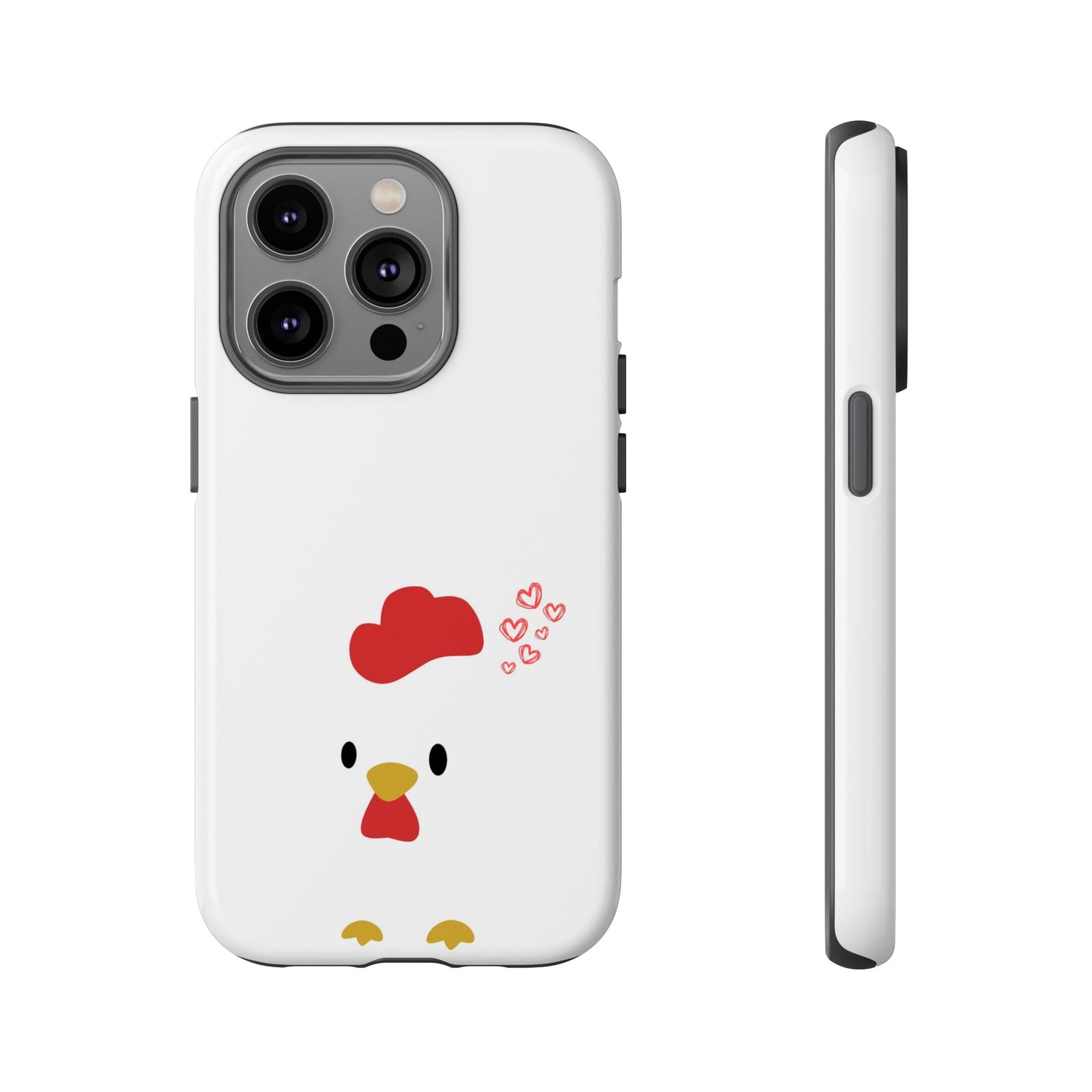 Cute Chicken Phone Case, Tough Cases for Animal Lovers, Valentine's Gift, Farmhouse Decor, Unique Mobile Accessories, Heart Design