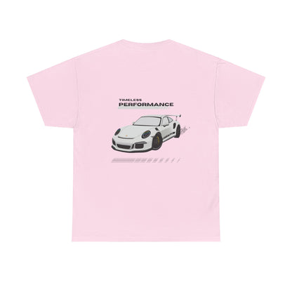 Performance intemporelle, Porsche, T-shirt unisexe en coton épais, T-shirt pour passionné d'automobile, Cadeau automobile, Vêtements de sport automobile, Tenue décontractée, T-shirt unisexe