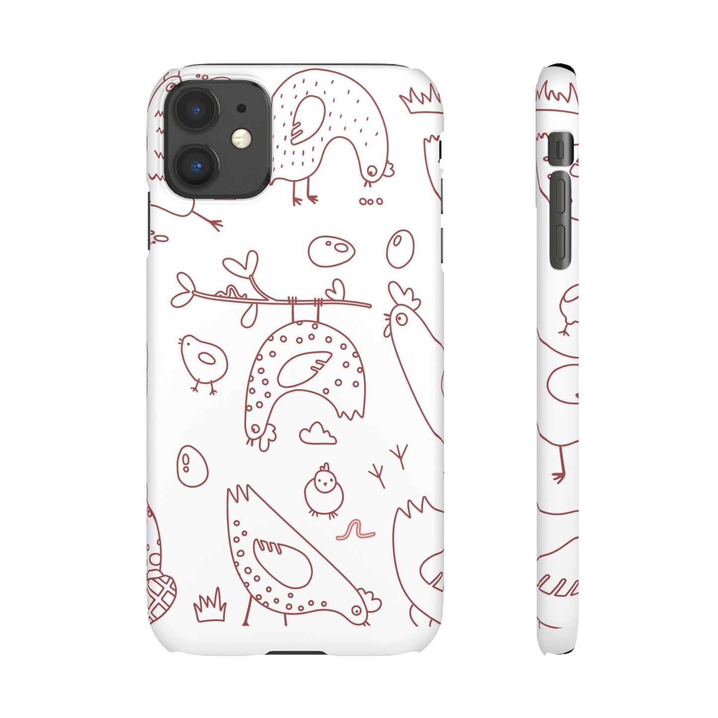 Whimsical Farmhouse Snap Cases, Cute Animal Phone Case, Chicken Design, Funny Gift for Bird Lovers, Quirky Art Mobile Cover