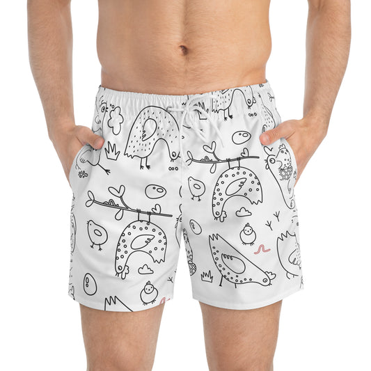Chicken Swim Trunks, Fun Summer Shorts, Beachwear for Kids, Vacation Ready, Great for Pool Parties, Gift for Little Ones