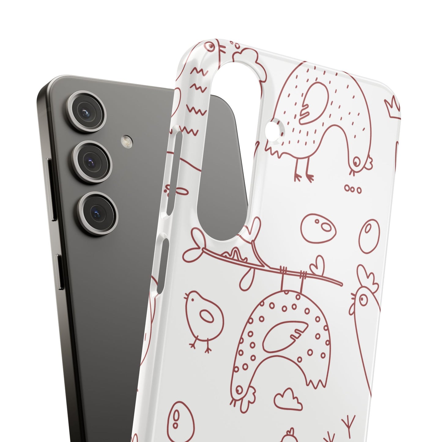 Whimsical Farmhouse Snap Cases, Cute Animal Phone Case, Chicken Design, Funny Gift for Bird Lovers, Quirky Art Mobile Cover
